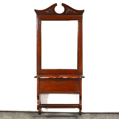 Lot 401 - Old elm candle box; and an Edwardian mahogany hall mirror