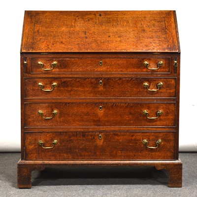 Lot 405 - George III oak bureau