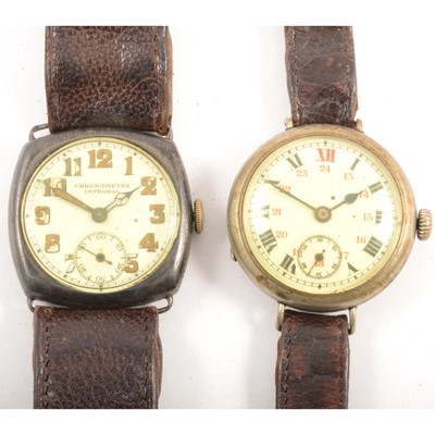 Lot 171 - Two WW1 Trench style wristwatches.