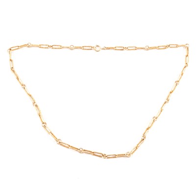 Lot 224 - A 9 carat yellow gold chain link necklace.
