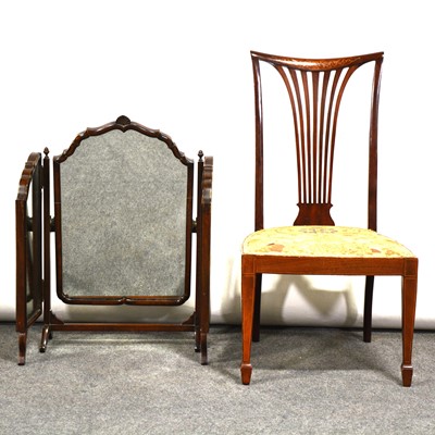 Lot 388 - Edwardian mahogany bedroom chair and a triple dressing table mirror.