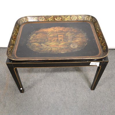 Lot 503 - Victorian papier-mache tray on stand