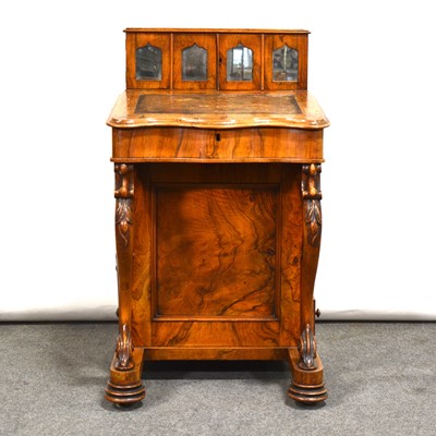 Lot 389 - Victorian figured walnut Davenport desk