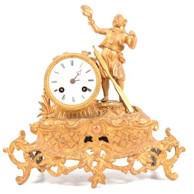 Lot 101 - French gilt spelter mantel clock