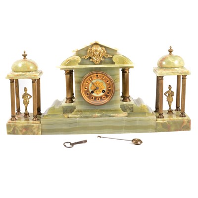 Lot 96 - Onyx clock garniture