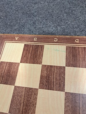 Lot 216 - Modern chess board, wooden chess sets, cribbage board, etc.