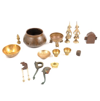 Lot 180 - Indian brass bowl, small figures, etc.