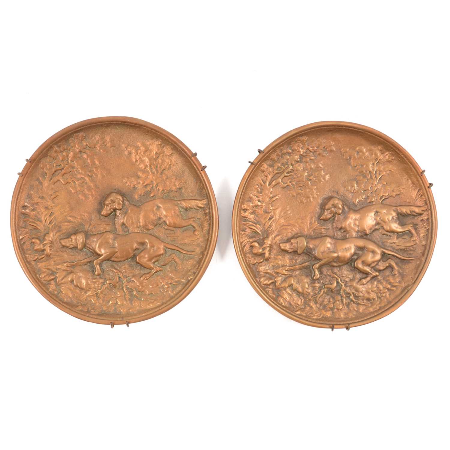 Lot 125 - Pair of patinated bronze cast plaques,