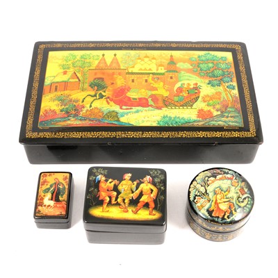 Lot 250 - Four USSR painted paper mache boxes