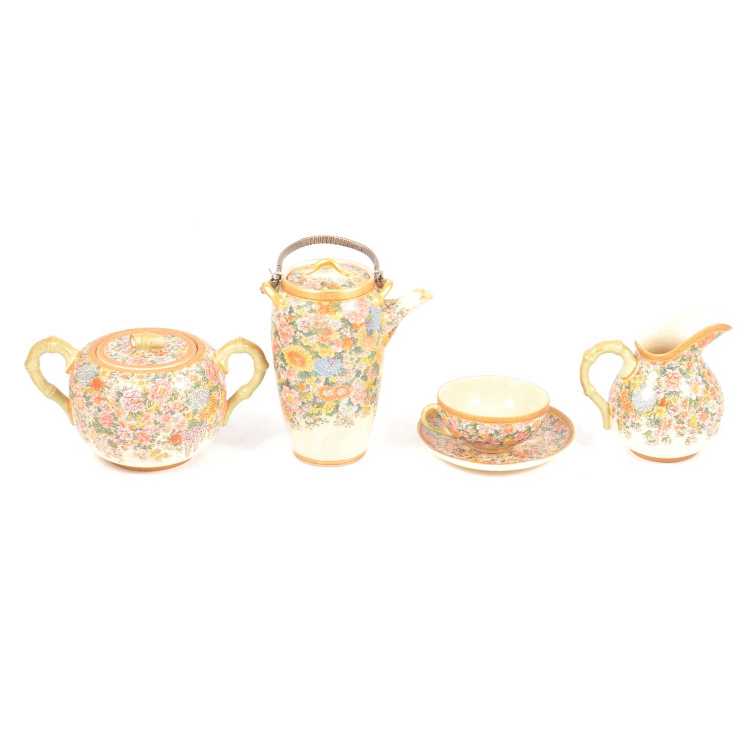 Lot 169 - Four pieces of a Japanese Satsuma pottery tea set