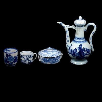 Lot 164 - Chinese porcelain wine ewer and other blue and white ceramics