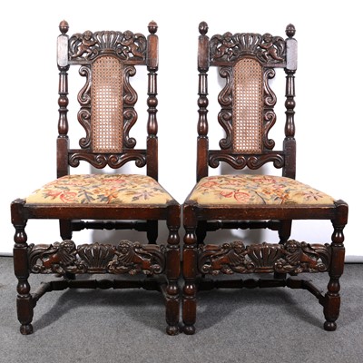 Lot 504 - Pair of Victorian oak single chairs in the Jacobean style