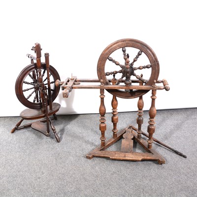 Lot 531 - Two beech spinning wheels