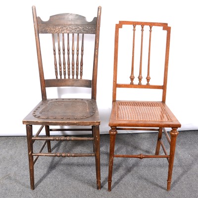 Lot 563 - Two beech bedroom chairs and an oval mirror