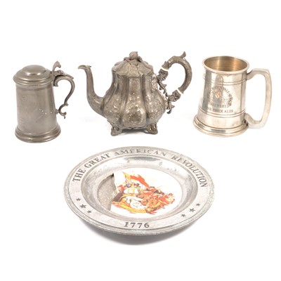 Lot 234 - Box of assorted plated and pewter ware