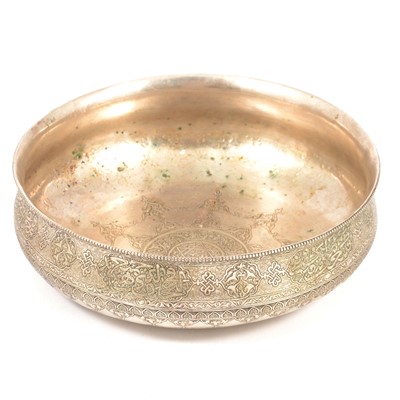 Lot 303 - Islamic white metal bowl.