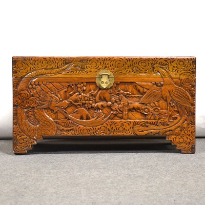 Lot 497 - Singapore carved camphor wood blanket box