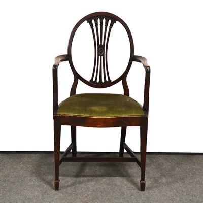 Lot 487 - Hepplewhite style mahogany elbow chair