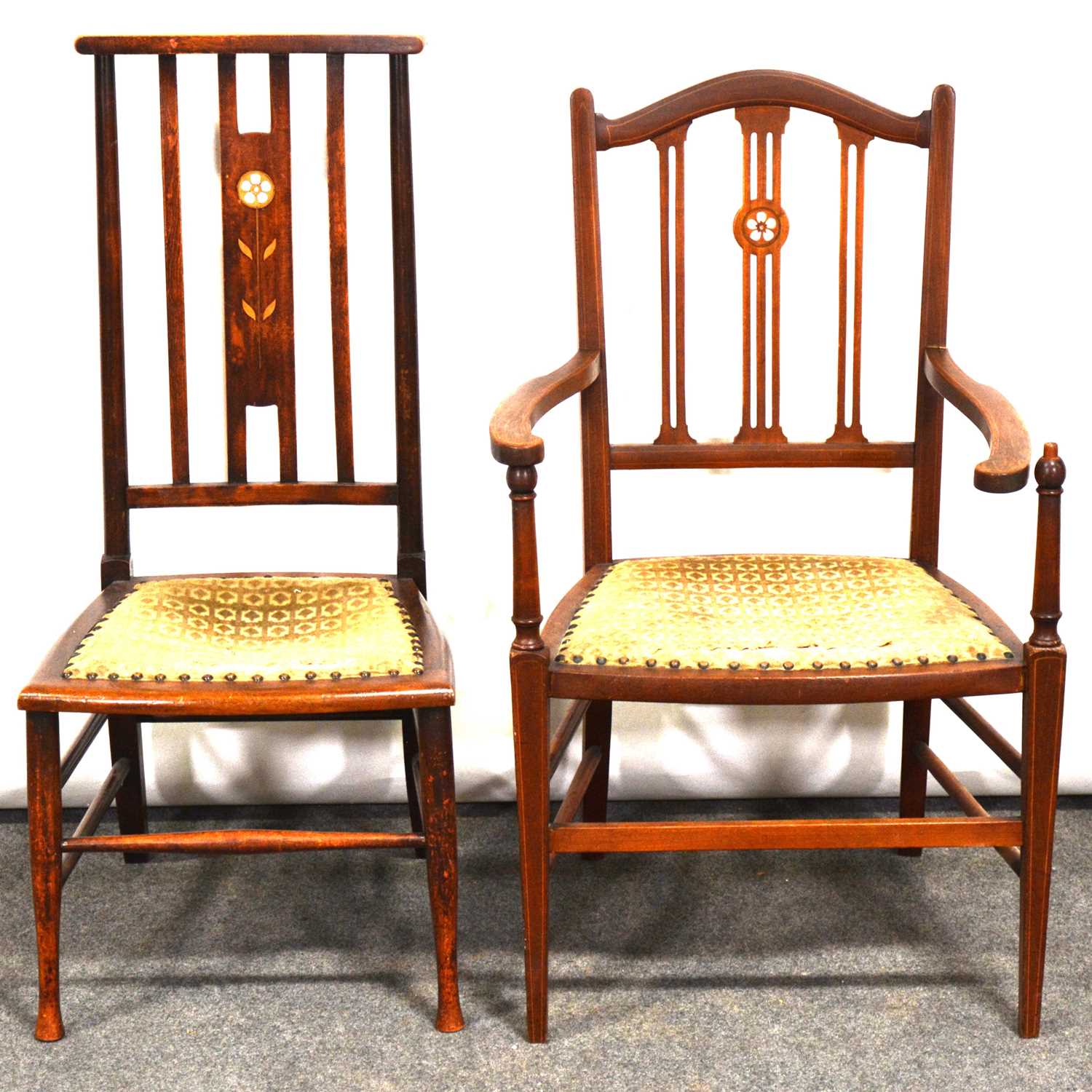 Lot 454 - Two Edwardian bedroom chairs