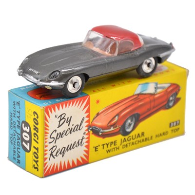 Lot 59 - Corgi Toys die-cast model ref 307 E Type Jaguar with detachable hard top, boxed