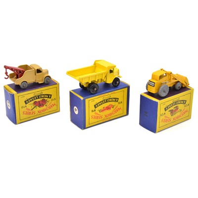 Lot 84 - Three Matchbox Series die-cast models, quarry truck, Bedford truck, excavator