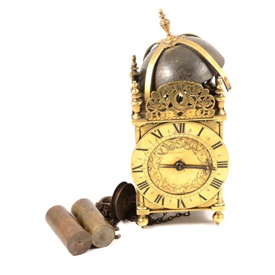 Lot 154 - Brass lantern clock, in part late 17th century
