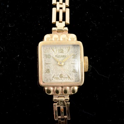 Lot 387 - Rotary - a lady's 9 carat yellow gold bracelet watch.