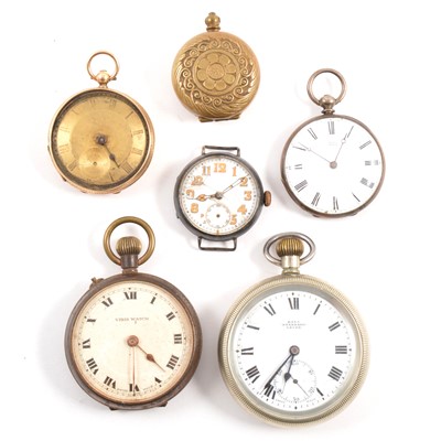 Lot 322 - Four pocket/fob watches and a coin holder.