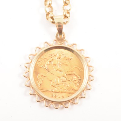 Lot 129 - A Gold Half Sovereign Coin pendant and chain.