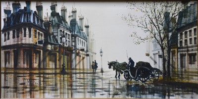 Lot 337 - Moniem, horse and cart in street.