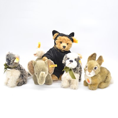 Lot 18 - Five Steiff teddy bears, including Dormilli rabbit etc.