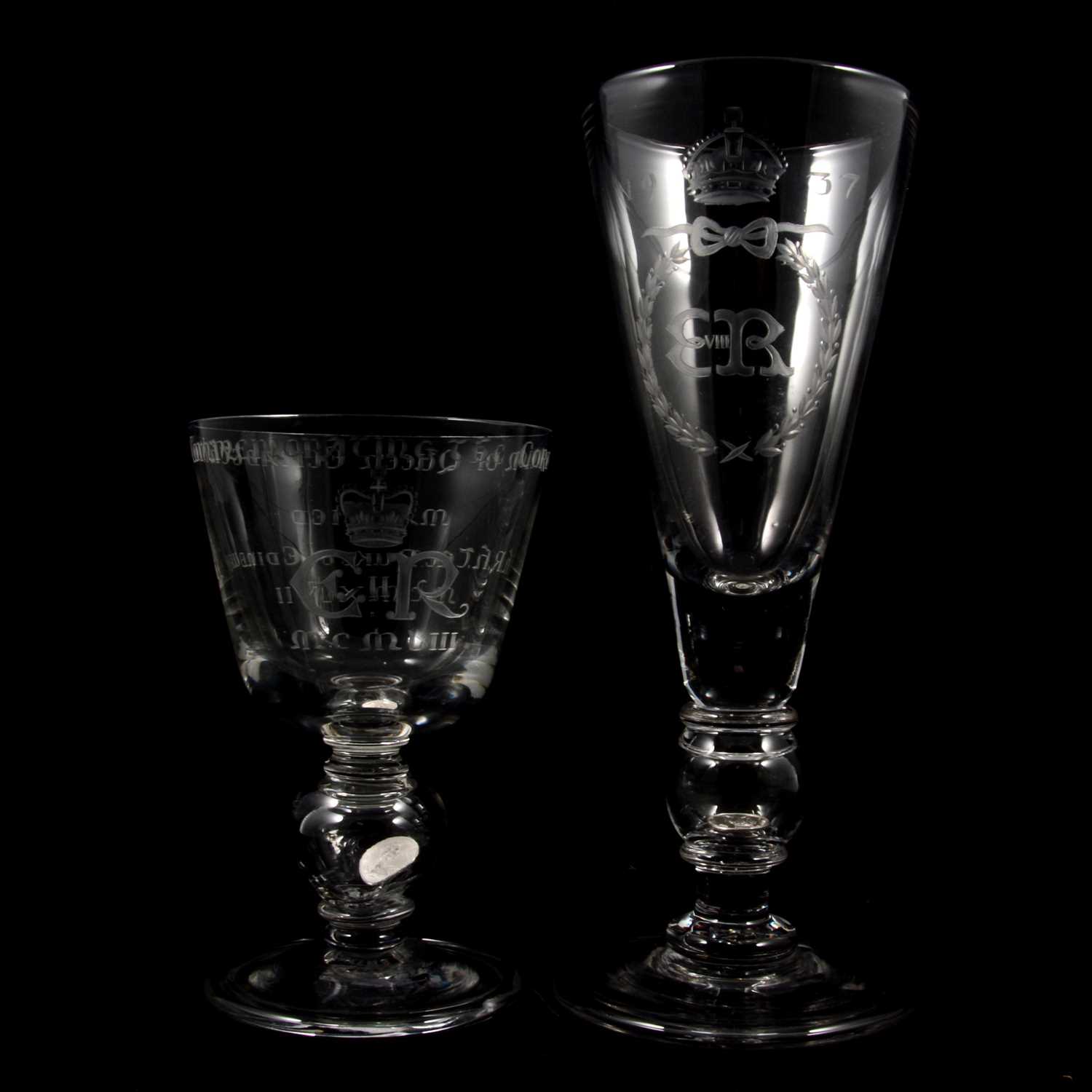 Lot 47 - Two glass commemorative Coronation goblets