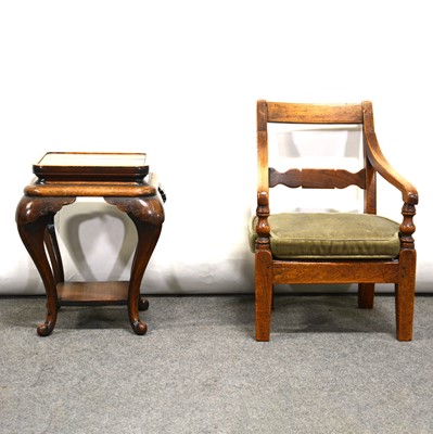 Lot 440 - Chinese hardwood jardinière stand and a childs chair