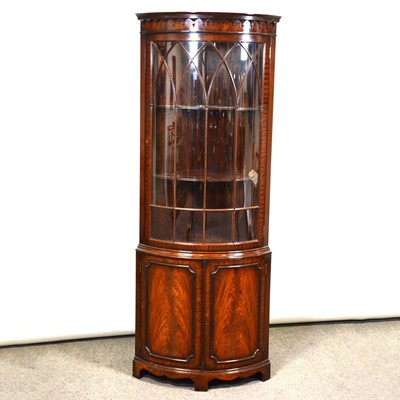 Lot 493 - Reproduction mahogany cylinder front freestanding corner cabinet