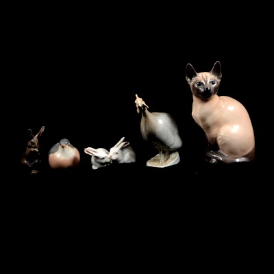 Lot 6 - Royal Copenhagen, five porcelain animal figurines