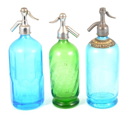 Lot 12 - Three coloured glass soda syphons