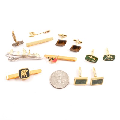 Lot 286 - Cufflinks, tie pins, and tie clips.