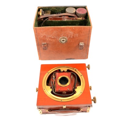 Lot 209 - Thornton Pickard mahogany plate camera with lenses and case.