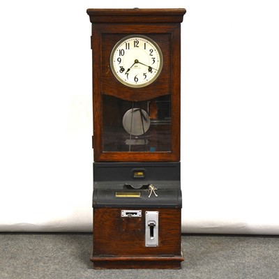 Lot 368 - Oak cased clocking-in clock