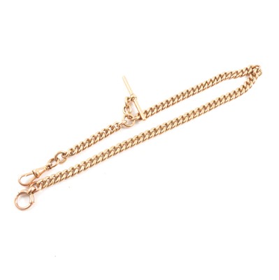 Lot 296 - A 9 carat yellow gold single Albert watch chain.