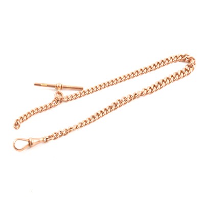 Lot 299 - A 9 carat rose gold single Albert watch chain.