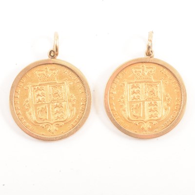 Lot 140 - Two Gold Half Sovereign Coin pendants.