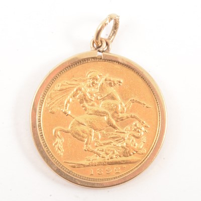 Lot 133 - A Gold Full Sovereign Coin pendant.