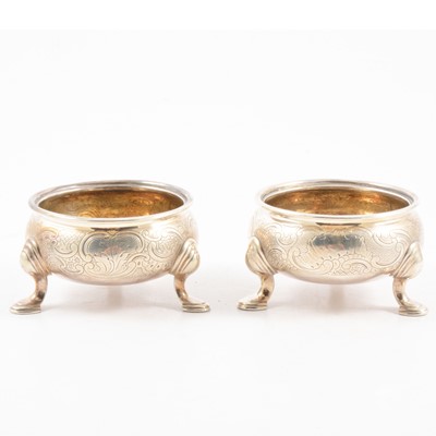 Lot 238 - A pair of George II silver salts by Edward Wood.