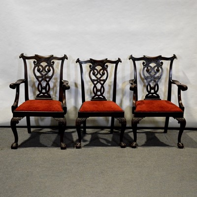 Lot 400 - Suite of mahogany furniture in the Chippendale style, circa 1923