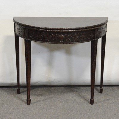 Lot 504 - Edwardian mahogany demi lune card table