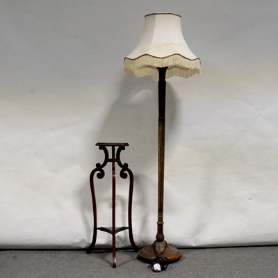 Lot 470 - Stained wood standard lamp,  and a jardinere stand