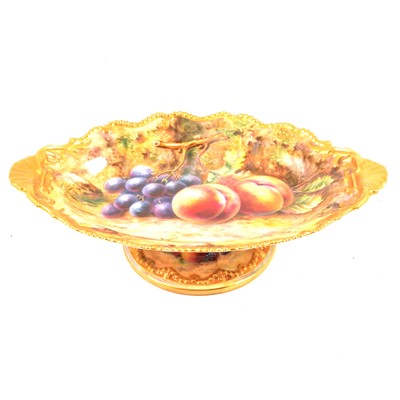 Lot 4 - A Royal Worcester fruit painted footed dish, signed by T. Lockyer