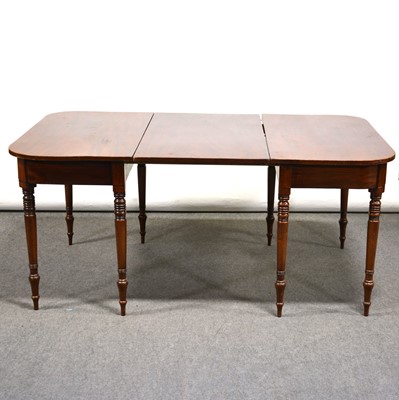 Lot 370 - George III mahogany dining table and six George IV mahogany dining chairs