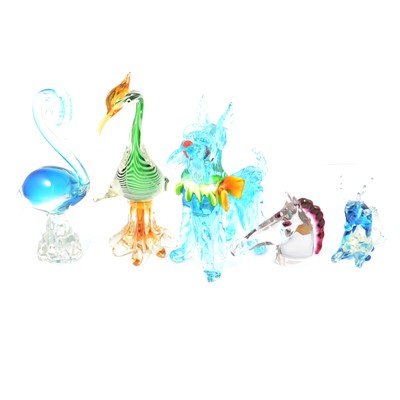 Lot 8 - Five large Murano glass figures